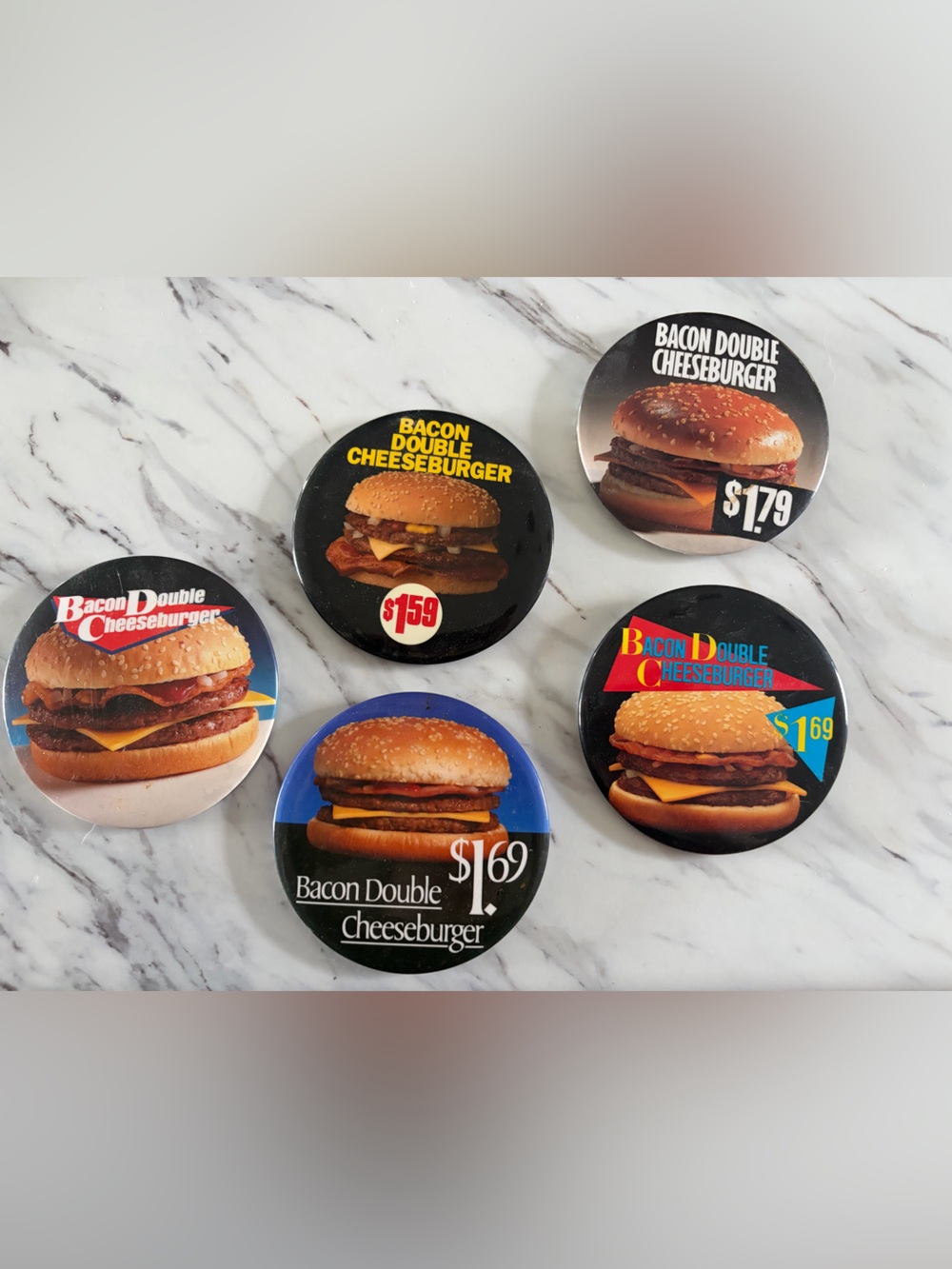 McDonalds Bacon Double Cheeseburger Promotional Pins - vintage
